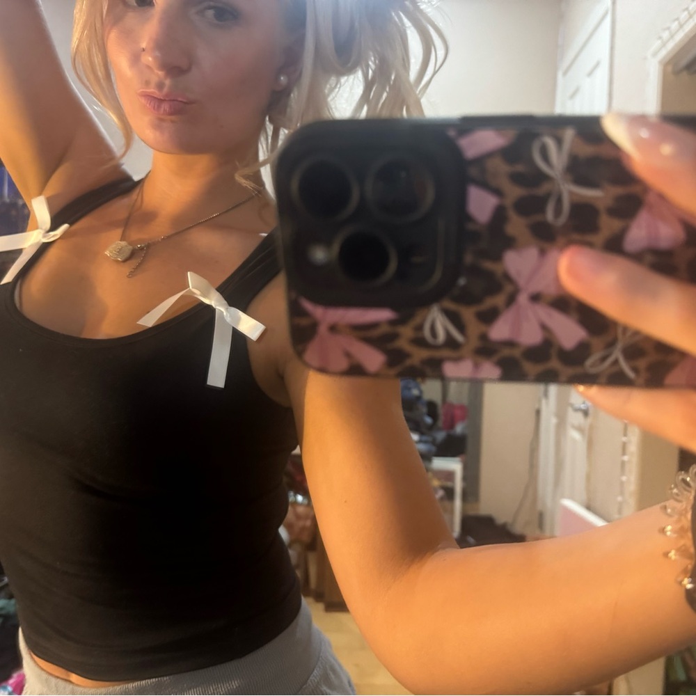 SHEIN black Bow Tank Top